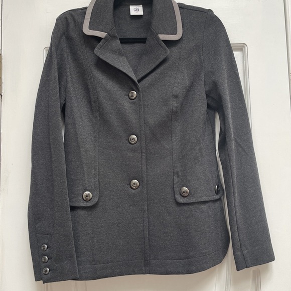 CAbi Jackets & Blazers - CABI Size S‎ Crew Blazer Ponte Knit Charcoal Button Up Blazer Jacket Trim #3030